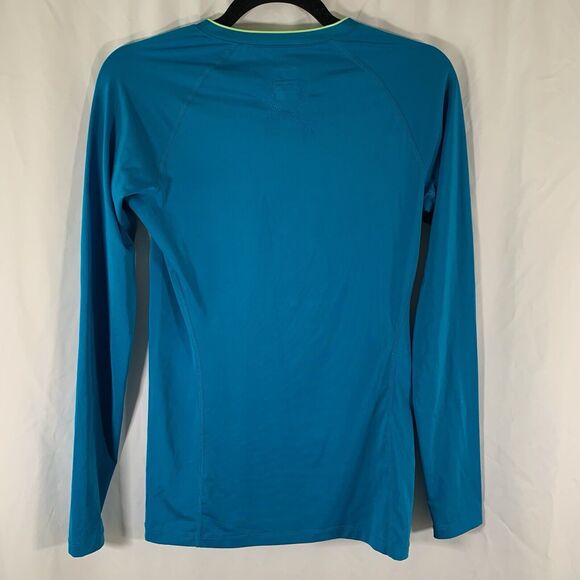 Nike Pro Shirt Women's Small Blue Vneck Long Sleeve Dri Fit Pullover - Picture 8 of 9